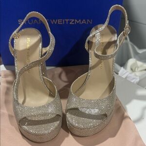 Stuart Weitzman Glittering Silver Heels